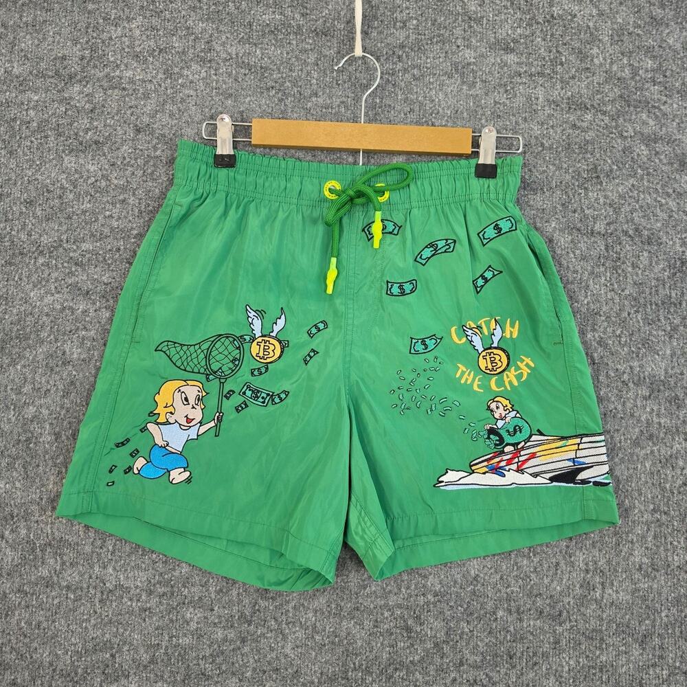 Bain De Mer Swim Shorts Men Small Catch The Cash Green Beach Resort Luxury Pool